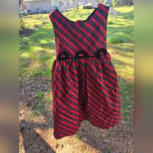 La Princess Red Plaid Girls Dress 3T